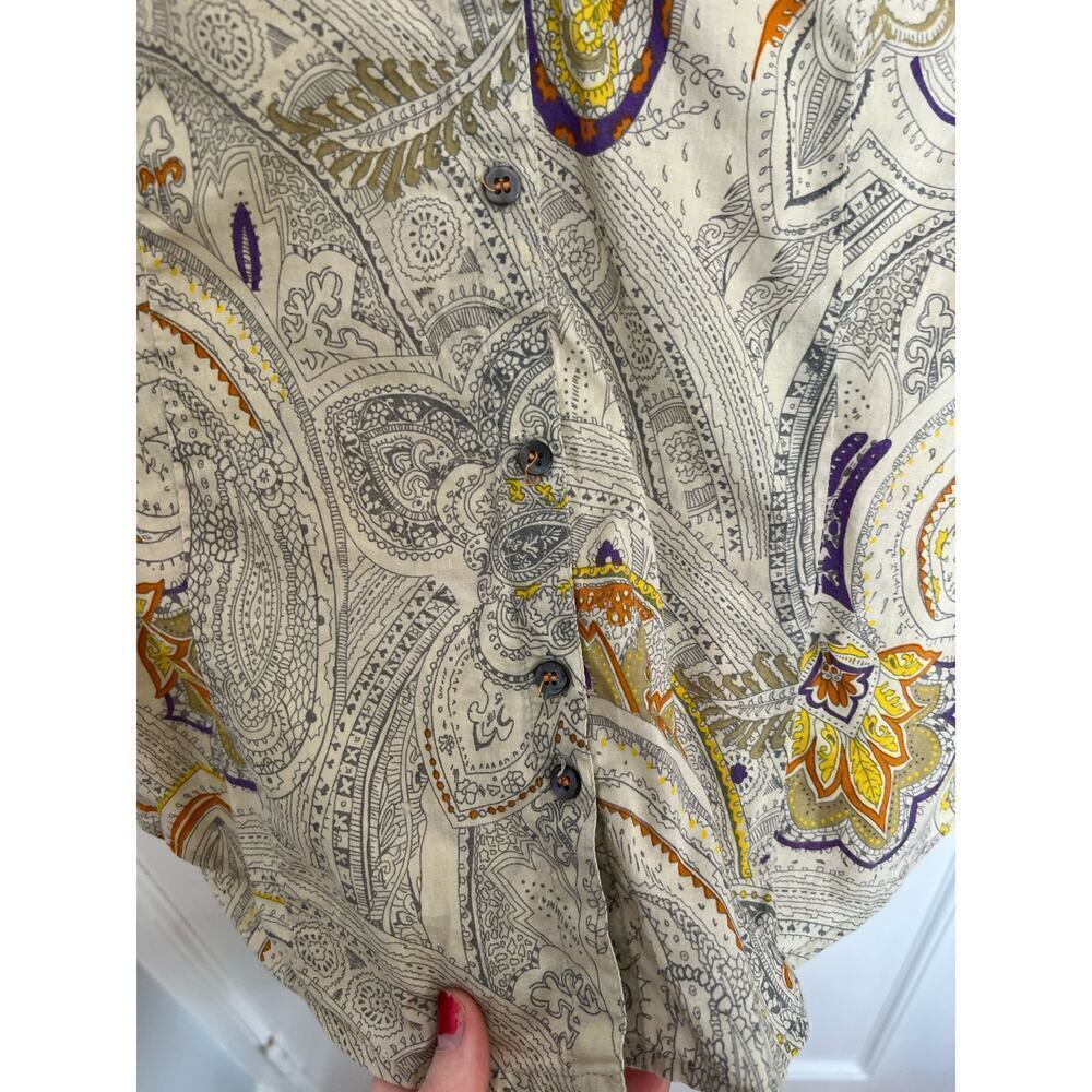 Richards Floral Paisley Button Down Tie Sleeve Geometric Print Women's 1 S/M - Picture 4 of 10
